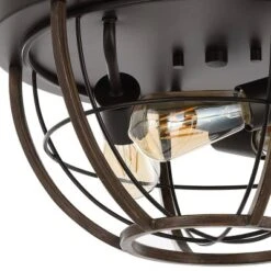 15.75" 3-Light Lyla Rustic Farmhouse Iron LED Flush Mount Wood Finished/Oil Rubbed Bronze - JONATHAN Y -Safavieh Outlet Store GUEST 4282212e 67a7 4739 bc57 969c5c5abb54