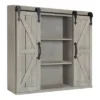 Decorative Wood Wall Storage Cabinet With 2 Sliding Barn Doors Rustic Gray - Kate & Laurel All Things Decor