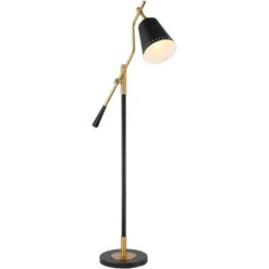 Possini Euro Design Modern Pharmacy Floor Lamp 54" Tall Matte Black Warm Gold Adjustable Metal Shade For Living Room Reading House -Safavieh Outlet Store GUEST 4335ad53 a63c 46ae 8708 a3dbcc88ea94