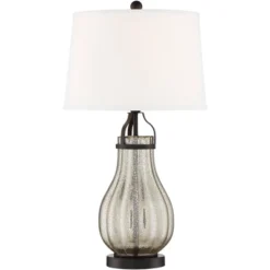 Franklin Iron Works Arian Rustic Farmhouse Table Lamp 27 1/2" Tall Oil Rubbed Bronze Fluted Mercury Glass White Drum Shade For Bedroom Living Room -Safavieh Outlet Store GUEST 435cc99e a0ed 4da5 be6c aa2ee2353a69