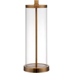 360 Lighting Coastal Table Lamp 26" High Glass Cylinder Gold Fillable White Drum Shade For Living Room Family Bedroom Bedside Nightstand -Safavieh Outlet Store GUEST 4426776d a216 4ff9 9f89 ab5b29f474bc