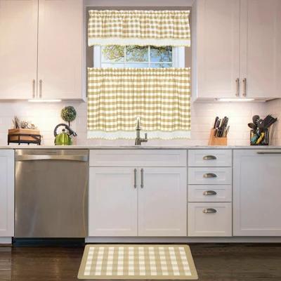 Kate Aurora Linen & White Buffalo Plaid Memory Foam Anti-Fatigue Kitchen Floor Mat 30 In. W X 18 In. L 2 Kate Aurora Linen & White Buffalo Plaid Memory Foam Anti-Fatigue Kitchen Floor Mat 30 In. W X 18 In. L - Image 2