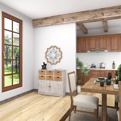 Wood Scroll Carved Beading Wall Decor With Metal Accents Brown - Olivia & May 5 Wood Scroll Carved Beading Wall Decor With Metal Accents Brown - Olivia & May - Image 5