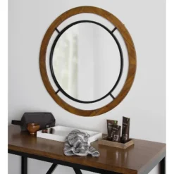 32" X 32" Whalen Round Wall Mirror Brown - Kate & Laurel All Things Decor -Safavieh Outlet Store GUEST 48ad5e2a faec 4e7f bf2a 720b1d3a5097