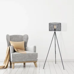 61" Ingrid Black Cage Shade Metal Tripod Floor Lamp - River Of Goods -Safavieh Outlet Store GUEST 49459149 bfa9 4ba7 be33 f9718035f51a