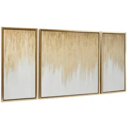 Set Of 3 Canvas Geode Ombre Framed Wall Arts With Gold Frame - Olivia & May