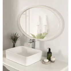 24" X 36" Hogan Oval Decorative Framed Wall Mirror White - Kate & Laurel All Things Decor -Safavieh Outlet Store GUEST 4ab55b13 6a3b 46fd bab8 8d425fd30fd0