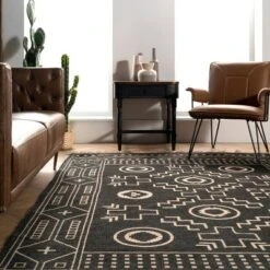 5'x8' Gretel Geometric Motif Jute Tassel Area Rug Black - NuLOOM -Safavieh Outlet Store GUEST 4d626fc7 ca87 4733 af7c 54d0c7f95574