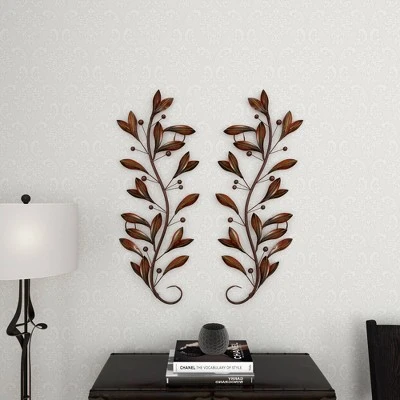 Metal Leaf Wall Decor Set Of 2 Brown - Olivia & May 9 Metal Leaf Wall Decor Set Of 2 Brown - Olivia & May - Image 9