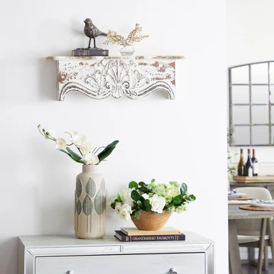 28" X 9" Rustic Fir Wood Wall Shelf - Olivia & May 15 28" X 9" Rustic Fir Wood Wall Shelf - Olivia & May - Image 15