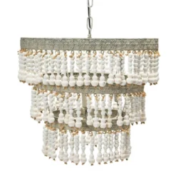 3-Tier Round Metal Chandelier With 3 Lights And Hanging Wood Beads Cream - Storied Home -Safavieh Outlet Store GUEST 5054d57d 1f1d 4e8b 8138 3d4a7a0c8281