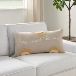 Mina Victory Life Styles Here Comes The Sun 12" X 24" Natural Indoor Pillow Cover