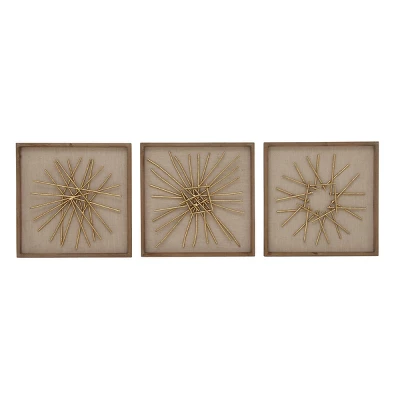 Wood Geometric Sticks Wall Decor Set Of 3 Gold - Olivia & May 6 Wood Geometric Sticks Wall Decor Set Of 3 Gold - Olivia & May - Image 6