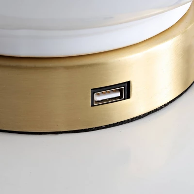 27" Ceramic/Iron Han Contemporary USB Charging Table Lamp (Includes LED Light Bulb) White/Brass - JONATHAN Y 2 27" Ceramic/Iron Han Contemporary USB Charging Table Lamp (Includes LED Light Bulb) White/Brass - JONATHAN Y - Image 2