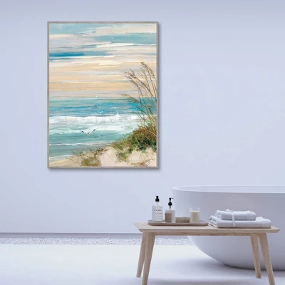 30" X 40" Beach At Dusk By Sally Swatland Framed Canvas Art Print - Masterpiece Art Gallery 3 30" X 40" Beach At Dusk By Sally Swatland Framed Canvas Art Print - Masterpiece Art Gallery - Image 3