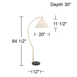 Possini Euro Design Modern Art Deco Arc Floor Lamp 64 1/2" Tall Warm Gold Metal Pleated Fabric Cone Shade For Living Room Reading Family Bedroom House -Safavieh Outlet Store GUEST 5468e351 c195 4f44 9d75 664cedeee213
