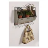 Wall Shelf Tin With 3 Hooks - Gray
