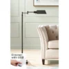 Regency Hill Industrial Adjustable Swing Arm Pharmacy Floor Lamp With USB Charging Port 54" Tall Dark Bronze Living Room Reading