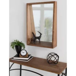 18" X 24" Hutton Functional Wall Mirror Rustic Brown - Kate & Laurel All Things Decor -Safavieh Outlet Store GUEST 57855e00 8f66 497c bf22 5e7e2b4b111d