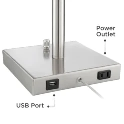 360 Lighting Andre Modern Table Lamps Set Of 2 With Square Risers 28 1/4" Tall Silver Metal USB And AC Power Outlet In Base White Drum Shade For Desk -Safavieh Outlet Store GUEST 57bc90ae 4754 452e 8252 1c0994a43377