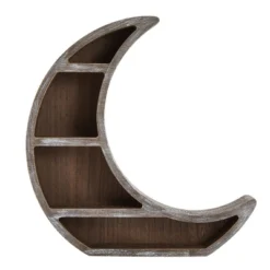 Wooden Moon Shelf, Rustic Wall Home Decor, Crystal Holder For Stones Display And Essential Oils (13 X 13 X 2 In) -Safavieh Outlet Store GUEST 584069d1 6831 4d22 8dea 2d3159335494