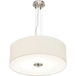 Possini Euro Design Brushed Nickel Pendant Chandelier 24" Wide Modern White Canvas Drum Shade 4-Light Fixture For Dining Room House Kitchen Island -Safavieh Outlet Store GUEST 58b8fff1 de4f 48cf ac2f 0609dc6cdd96