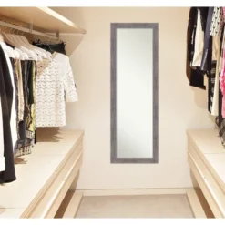 18" X 52" Pinstripe Plank Framed On The Door Mirror Gray - Amanti Art -Safavieh Outlet Store GUEST 599f8e61 92b3 46d6 911b 871094432d0b