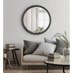 24" X 24" Hogan Round Framed Decorative Wall Mirror Black - Kate & Laurel All Things Decor -Safavieh Outlet Store GUEST 5b00e40e 0090 489b 8b74 ad1e59ec45ca