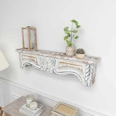 36" X 9" Farmhouse Fir Wood Wall Shelf - Olivia & May 10 36" X 9" Farmhouse Fir Wood Wall Shelf - Olivia & May - Image 10