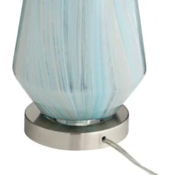 Possini Euro Design Jaime Coastal Table Lamp With Round White Marble Riser 26" High Blue Gray Drum Shade For Bedroom Living Room Office House Home -Safavieh Outlet Store GUEST 5c91e6df 7d03 4503 9c8f b11389121029