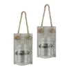 Set Of 2 3.3" X 5.5" Rustic Wooden Mason Jar Wall Sconce Set Worn White/Brown - Stonebriar Collection