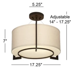 Possini Euro Design Stinson Modern Ceiling Light Semi Flush Mount Fixture 17 1/4" Wide Bronze 3-Light Linen Drum Shade For Bedroom Kitchen Living Room -Safavieh Outlet Store GUEST 5cfc32a1 5a13 49e4 b20a c7db2f1f1e48