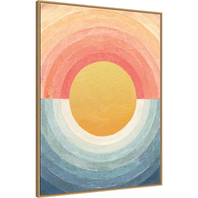32" X 42" Retro Vibes Abstract Sun By Danhui Nai Framed Canvas Wall Art Print - Amanti Art 1 32" X 42" Retro Vibes Abstract Sun By Danhui Nai Framed Canvas Wall Art Print - Amanti Art