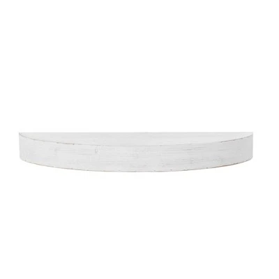 Small Round Wood Floating Decorative Wall Shelf White - American Art Decor 4 Small Round Wood Floating Decorative Wall Shelf White - American Art Decor - Image 4