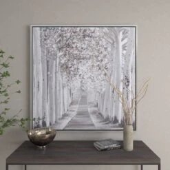 Canvas Landscape Trees Framed Wall Art With Silver Frame White - Olivia & May -Safavieh Outlet Store GUEST 6200cbda 42dc 4803 8cd3 bd3c11efa5b3