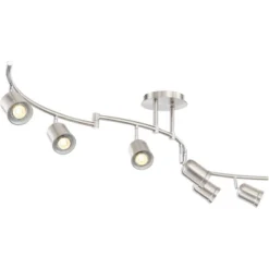 Pro Track Rhodes 6-Head LED Ceiling Track Light Fixture Kit Spot Light GU10 Silver Brushed Nickel Finish Metal Modern Kitchen Bathroom Dining 63" Wide -Safavieh Outlet Store GUEST 64882156 99fc 486f ae66 e337f5bb852f