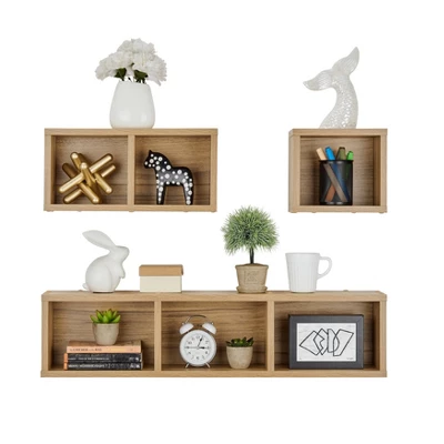 3pc Bauhaus Floating Geometric Cubby Wall Shelf Set - Danya B. 10 3pc Bauhaus Floating Geometric Cubby Wall Shelf Set - Danya B. - Image 10