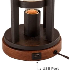 Franklin Iron Works Lucas Industrial Table Lamps 26" High Set Of 2 Bronze With USB Charging Port Nightlight LED Peanut Drum Shade For Bedroom Desk -Safavieh Outlet Store GUEST 65c0b145 7d12 4b20 872a 97b2bc1d2e73