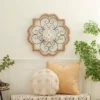Wood Scroll Carved Beading Wall Decor With Metal Accents Brown - Olivia & May