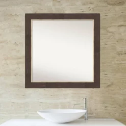 31" X 31" Non-Beveled Lined Bathroom Wall Mirror Bronze - Amanti Art -Safavieh Outlet Store GUEST 67412e80 b1c2 4a07 b4ad 911eac94351d