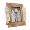 5x7 Inches White Wood, Cotton & Glass Photo Frame - Foreside Home & Garden
