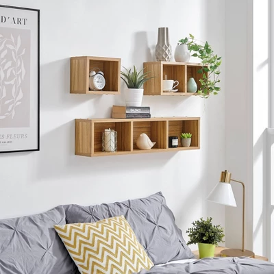 3pc Bauhaus Floating Geometric Cubby Wall Shelf Set - Danya B. 5 3pc Bauhaus Floating Geometric Cubby Wall Shelf Set - Danya B. - Image 5