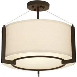 Possini Euro Design Stinson Modern Ceiling Light Semi Flush Mount Fixture 17 1/4" Wide Bronze 3-Light Linen Drum Shade For Bedroom Kitchen Living Room -Safavieh Outlet Store GUEST 693e4b1b 0803 44f6 9c27 e7bc518b632b