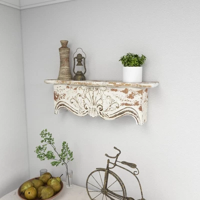 28" X 9" Rustic Fir Wood Wall Shelf - Olivia & May 11 28" X 9" Rustic Fir Wood Wall Shelf - Olivia & May - Image 11