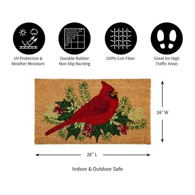 Evergreen Winter Cardinal Indoor Outdoor Natural Coir Doormat 1'4"x2'4" Brown 2 Evergreen Winter Cardinal Indoor Outdoor Natural Coir Doormat 1'4"x2'4" Brown - Image 2