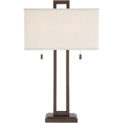 Possini Euro Design Gossard Modern Industrial Table Lamp 30" Tall Bronze With USB Charging Port White Rectangular Shade For Bedroom Living Room Office -Safavieh Outlet Store GUEST 6d1c8f69 014e 46a3 982f e42d732499dc