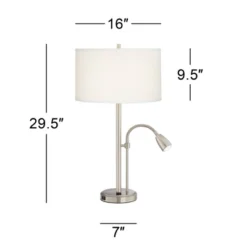 Possini Euro Design Traverse Modern Table Lamps Set Of 2 29 1/2" Tall Brushed Nickel With USB Charging Port LED Gooseneck White Drum Shade For Desk -Safavieh Outlet Store GUEST 6d7b83aa 79f5 4aad 8a9b 164194cb3e7e