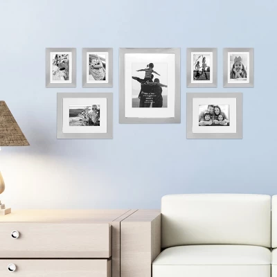 7pc Decorative Stamped Photo Frame Set Silver - Stonebriar Collection 4 7pc Decorative Stamped Photo Frame Set Silver - Stonebriar Collection - Image 4
