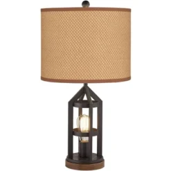 Franklin Iron Works Lucas Industrial Table Lamps 26" High Set Of 2 Bronze With USB Charging Port Nightlight LED Peanut Drum Shade For Bedroom Desk -Safavieh Outlet Store GUEST 6ee2a890 38b7 49af 9206 fc652259511b