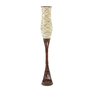 Traditional Bamboo Floor Lamp Brown - Olivia & May 2 Traditional Bamboo Floor Lamp Brown - Olivia & May - Image 2